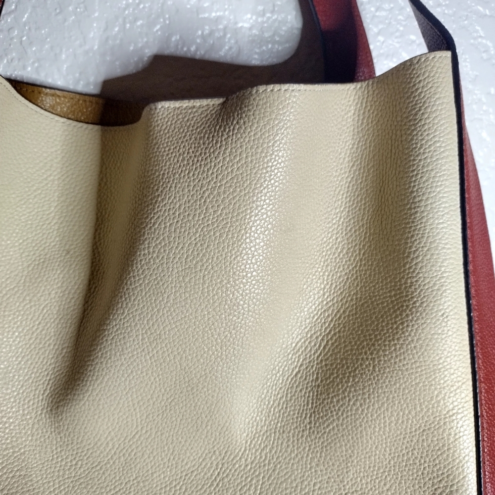 Coach Colorblock Cream, Tan, and Brown Leather Hobo Bag - Picture 8 of 12